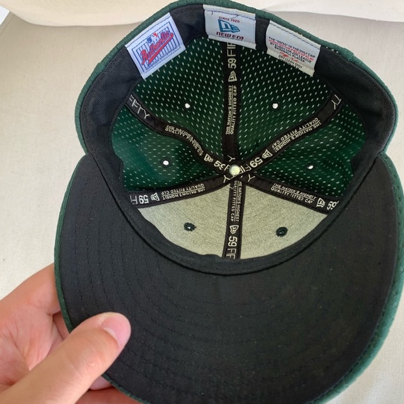 Vintage New Era Diamond Collection Stomper Oakland Athletics As fitted hat 7 1/8 - Picture 3 of 4
